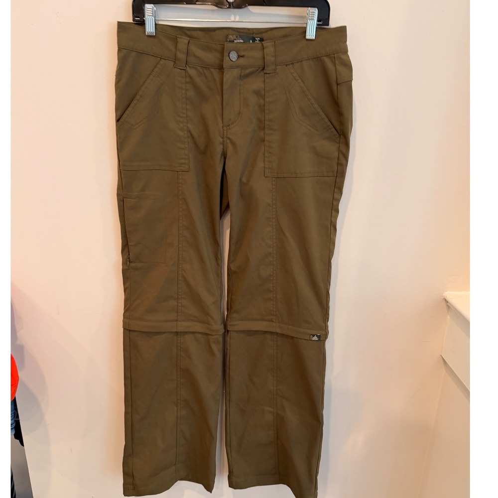 Prana Breathe Convertible Hiking Pants Olive Green Size 8 Zip Off Cargo Outdoor